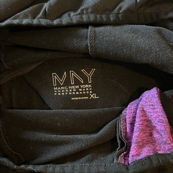 Marc New York Tops - Marc New York Black Hoodie with Purple Accents